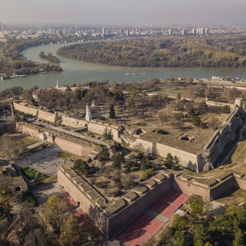 Aerial view of Kalemegdan Fortress in Belgrade