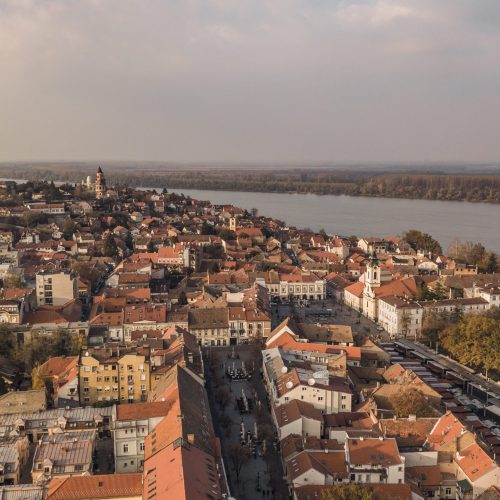 Aerial view of Zemun. It is the district of Belgrade