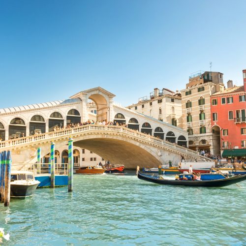 Rialto bridge on Grand canal in Venice