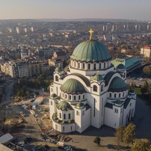Temple of Saint Sava in Belgrade. Aerial view
