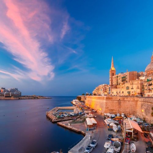 valletta-skyline-with-church-our-lady-mount-carmel-st-paul-s-anglican-pro-cathedral-beautiful-sunset-valletta-capital-city-malta